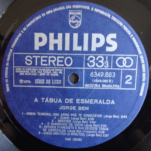 Jorge Ben : A Tábua De Esmeralda (LP, Album)