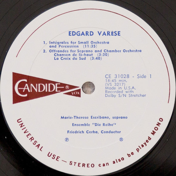 Edgard Varèse : Density / Intégrales / Offrandes / Hyperprism / Octandre / Ionisation (LP, Album)