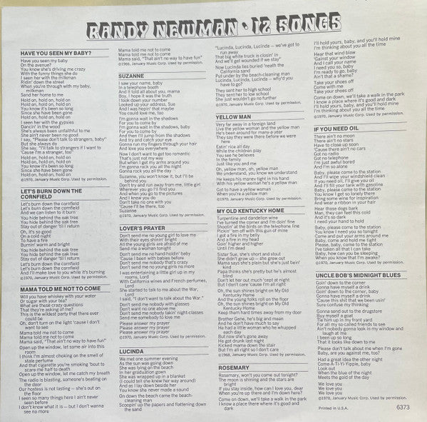 Randy Newman : 12 Songs (LP, Album, RP, Pit)