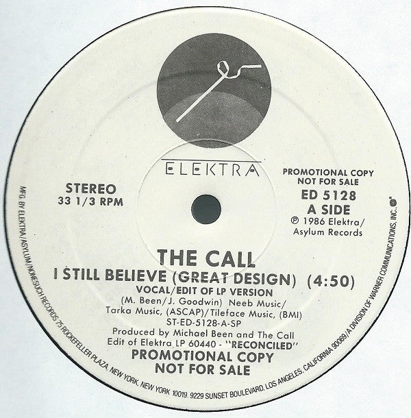 The Call : I Still Believe (Great Design) (12", Single, Promo, SP )