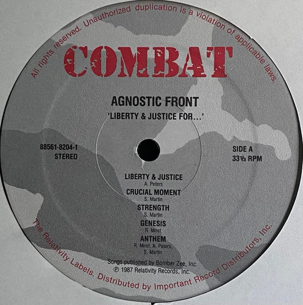 Agnostic Front : Liberty & Justice For... (LP, Album, EMW)