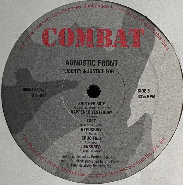 Agnostic Front : Liberty & Justice For... (LP, Album, EMW)
