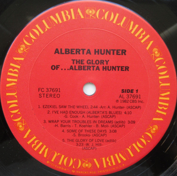 Alberta Hunter : The Glory Of…Alberta Hunter (LP, Album, Pit)