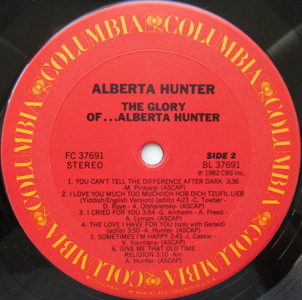 Alberta Hunter : The Glory Of…Alberta Hunter (LP, Album, Pit)