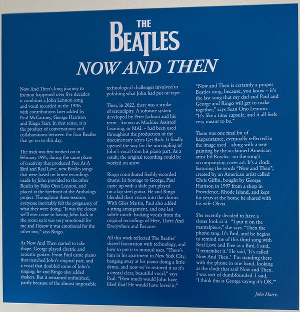 The Beatles : Now And Then / Love Me Do (7", Single, Blu)