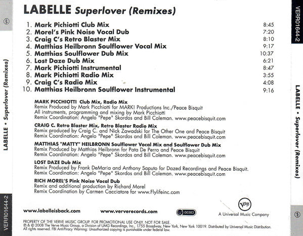 Labelle : Superlover (Remixes) (CD, Single, Promo)