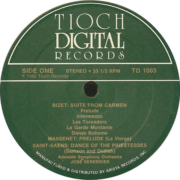 Jose Serebrier, Adelaide Symphony Orchestra : Suite From Bizet's Carmen, Offenbach's Barcarolle And Can-Can And Other French Masterpieces (LP)