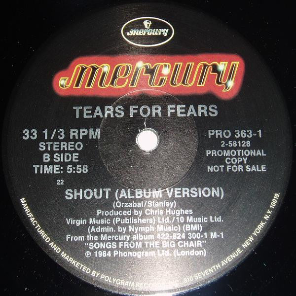Tears For Fears : Shout (12", Single, Promo)