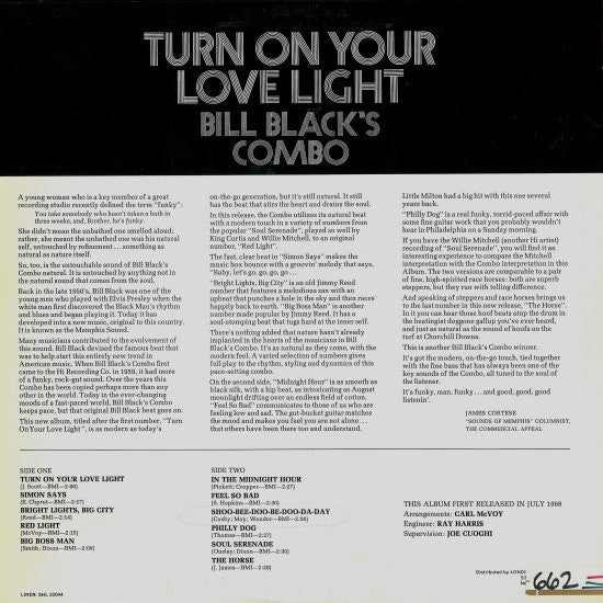 Bill Black's Combo : Turn On Your Love Light (LP)