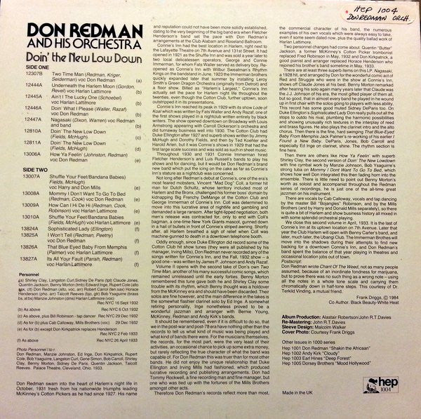 Don Redman And His Orchestra : Doin' The New Low Down (LP, Comp, Mono)