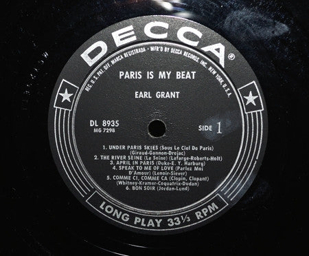 Earl Grant : Paris Is My Beat (LP, Album, Mono)