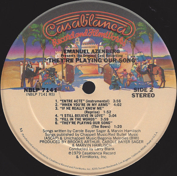 Robert Klein, Lucie Arnaz, Marvin Hamlisch, Carole Bayer Sager : The Original Cast Recording of "They're Playing Our Song" (LP, Album, 53 )