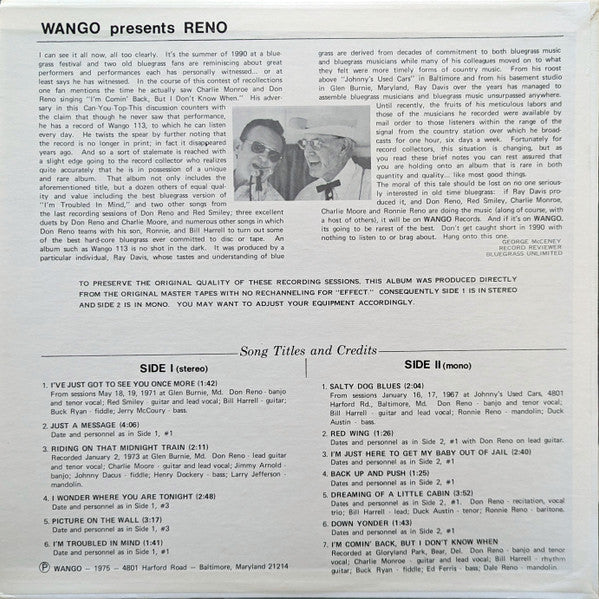 Don Reno : Profile (LP, Comp)