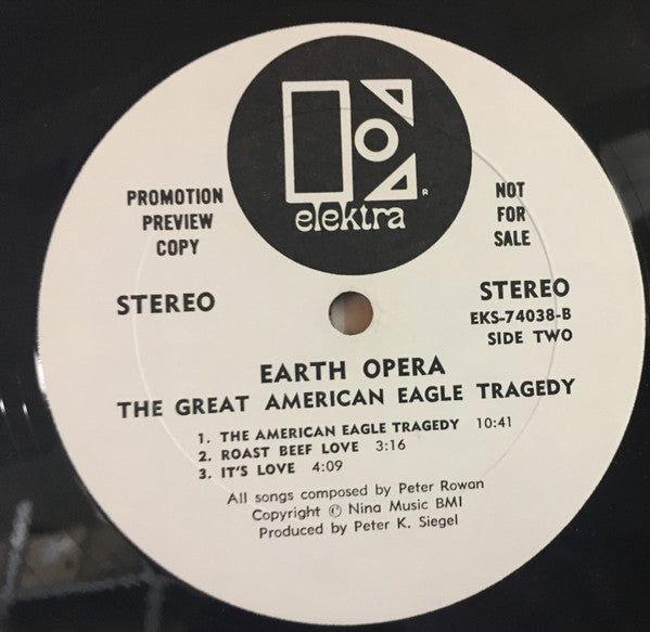 Earth Opera : The Great American Eagle Tragedy (LP, Album, Promo)