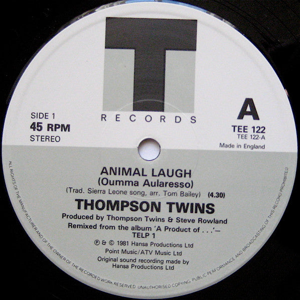Thompson Twins : Animal Laugh (Oumma Aularesso) (Special Re-mixed Extended Version) (12", MP)
