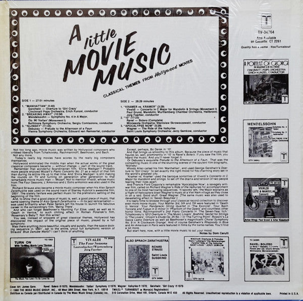 Various : A Little Movie Music - Classical Theme From Hollywood Movies (LP, Comp)