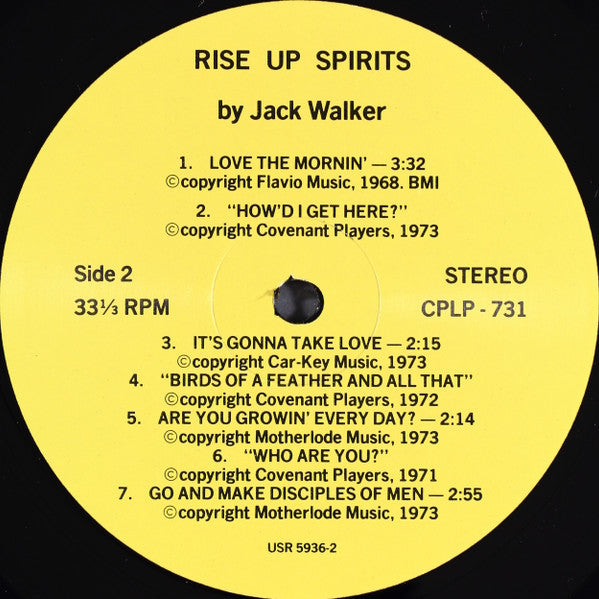 Jack Walker (5) Featuring The Catalysts (3) And The Covenant Players : Rise Up Spirits (LP)
