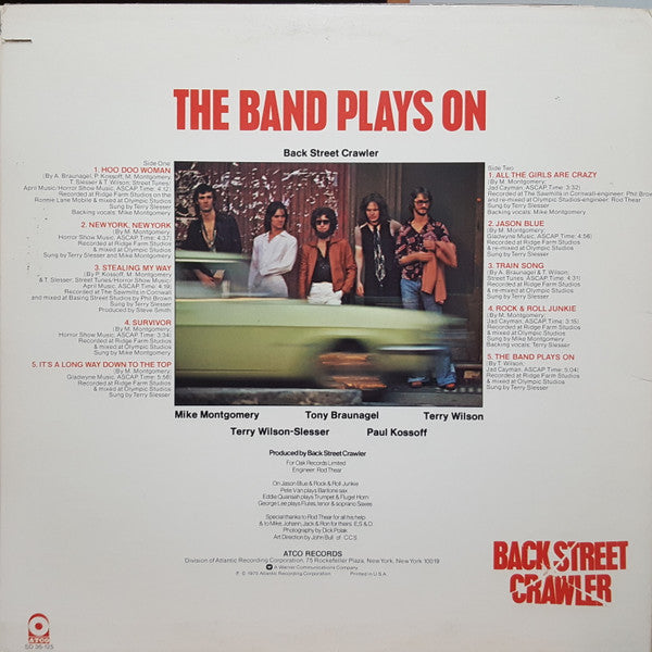 Back Street Crawler : The Band Plays On (LP, Album, MO)