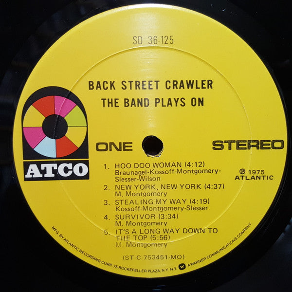 Back Street Crawler : The Band Plays On (LP, Album, MO)