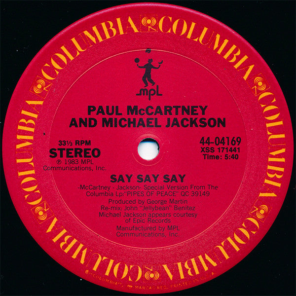 Paul McCartney And Michael Jackson : Say Say Say (12", Pit)