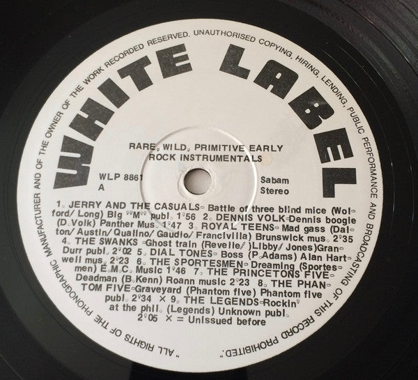 Various : Rare Wild Primitive Early Rock Instrumentals (LP, Comp)