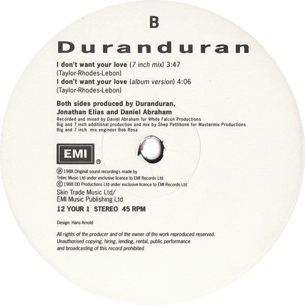 Duranduran* : I Don't Want Your Love (12", Single)