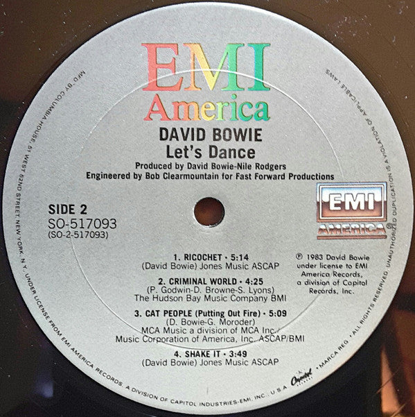 David Bowie : Let's Dance (LP, Album, Club)