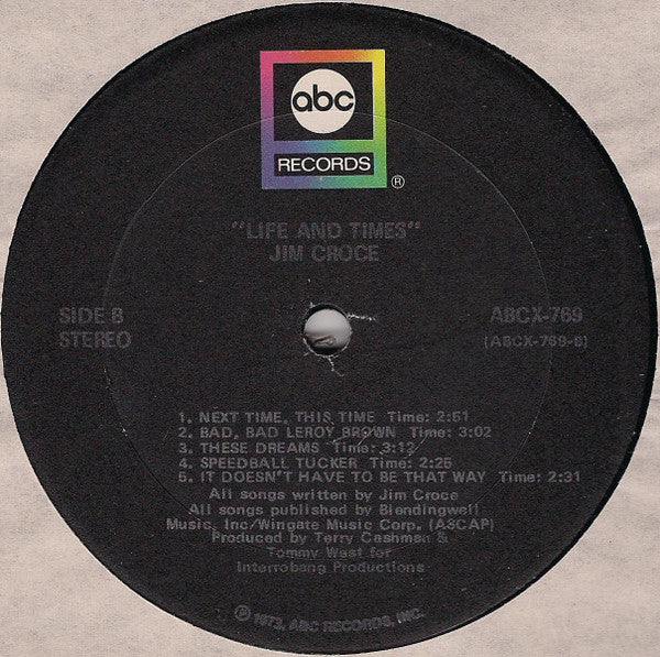 Jim Croce : Life And Times (LP, Album, Club, Gat)