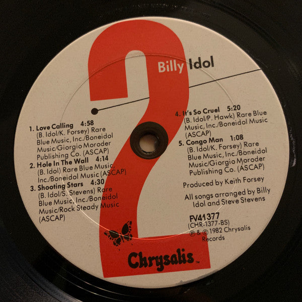 Billy Idol : Billy Idol (LP, Album, RE, RP, Car)