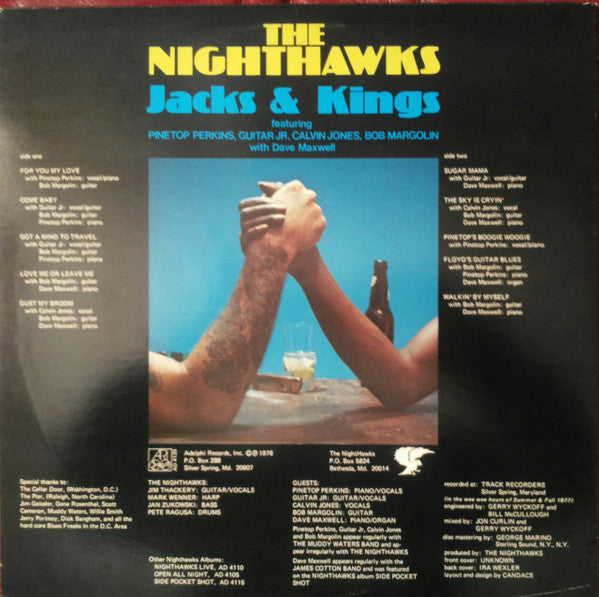 The Nighthawks (3) Featuring Pinetop Perkins, Guitar Jr*, Calvin Jones, Bob Margolin With Dave Maxwell : Jacks & Kings (LP, Album, RE)