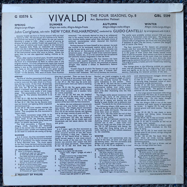 Vivaldi*, John Corigliano (2), New York Philharmonic, Guido Cantelli : The Four Seasons, Op 8 (LP, Album)
