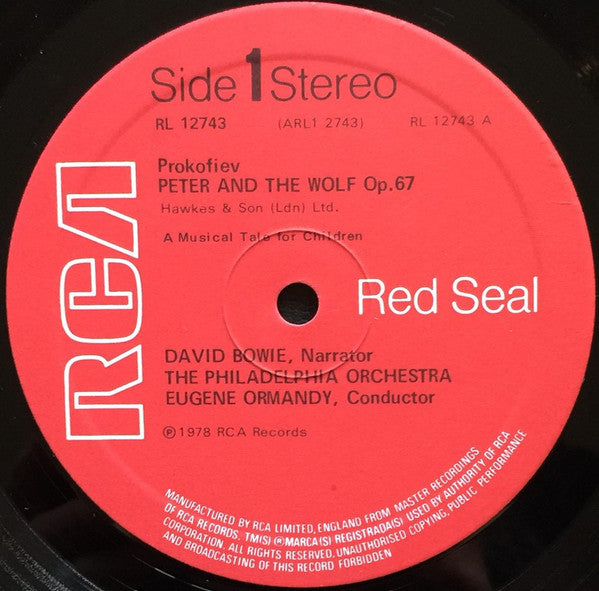 David Bowie Narrates Sergei Prokofiev / Eugene Ormandy, The Philadelphia Orchestra - Benjamin Britten : Peter And The Wolf / Young Person's Guide To The Orchestra (LP, Album)