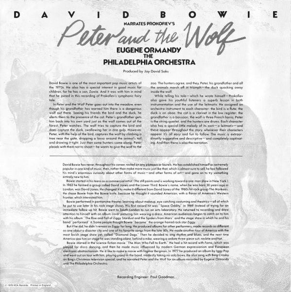David Bowie Narrates Sergei Prokofiev / Eugene Ormandy, The Philadelphia Orchestra - Benjamin Britten : Peter And The Wolf / Young Person's Guide To The Orchestra (LP, Album)