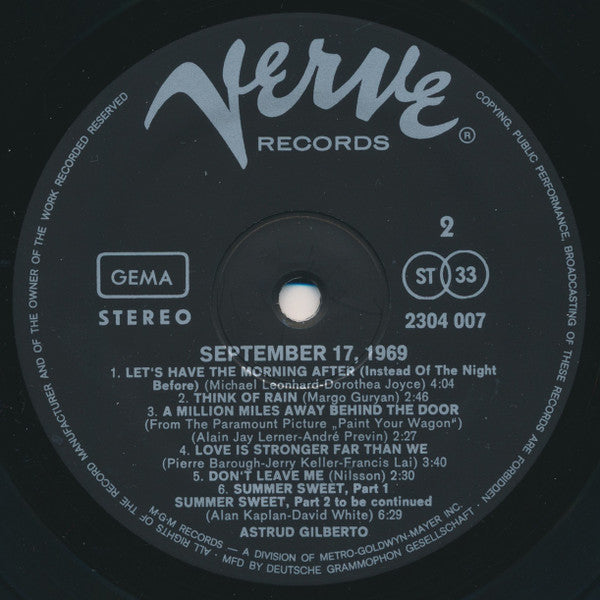 Astrud Gilberto : September 17, 1969 (LP, Album)