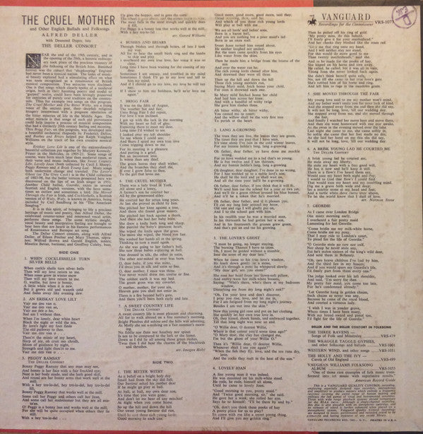 Alfred Deller With Desmond Dupré, Deller Consort : The Cruel Mother And Other English Ballads And Folksongs (LP, Album)