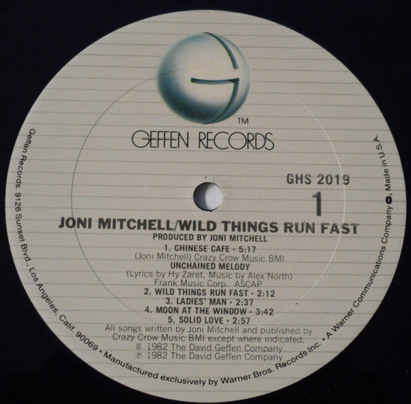 Joni Mitchell : Wild Things Run Fast (LP, Album, Club, Col)