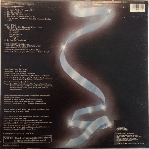 The Alan Parsons Project : Tales Of Mystery And Imagination - Edgar Allan Poe (LP, Album, RE)