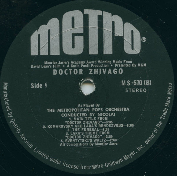 The Metropolitan POPS Orchestra : Doctor Zhivago (LP)