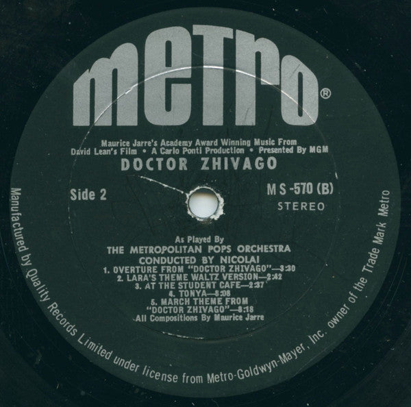 The Metropolitan POPS Orchestra : Doctor Zhivago (LP)