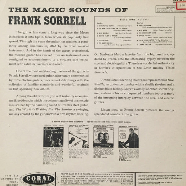 Frank Sorrell : The Magic Sounds Of Frank Sorrell And His 4 Guitars (LP, Album, Mono)
