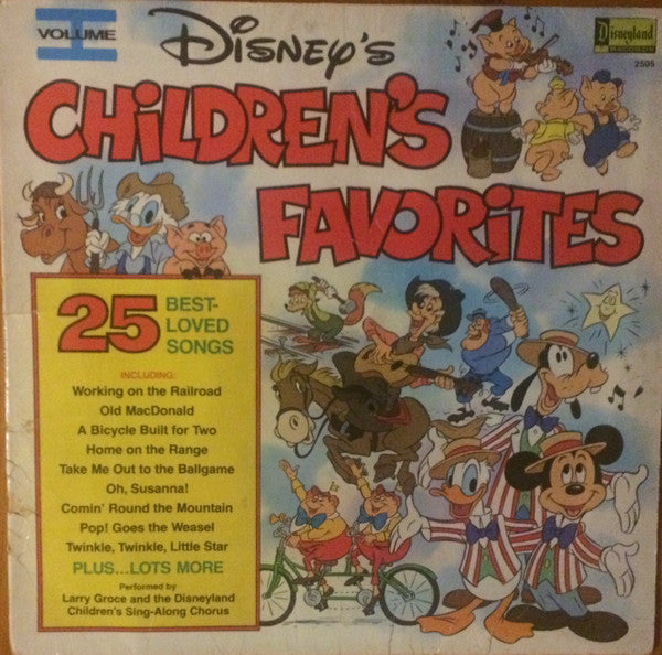 Larry Groce And The Disneyland Children's Sing-Along Chorus : Disney's Children's Favorites Volume I (LP, Album, RP, PRC)