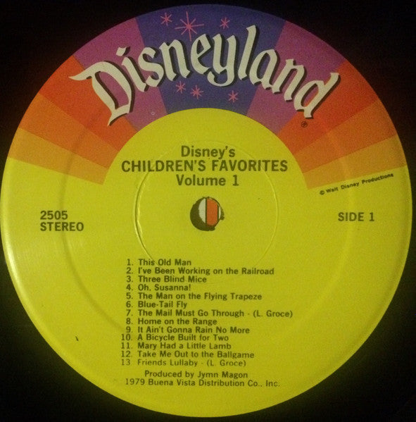 Larry Groce And The Disneyland Children's Sing-Along Chorus : Disney's Children's Favorites Volume I (LP, Album, RP, PRC)