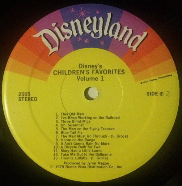 Larry Groce And The Disneyland Children's Sing-Along Chorus : Disney's Children's Favorites Volume I (LP, Album, RP, PRC)