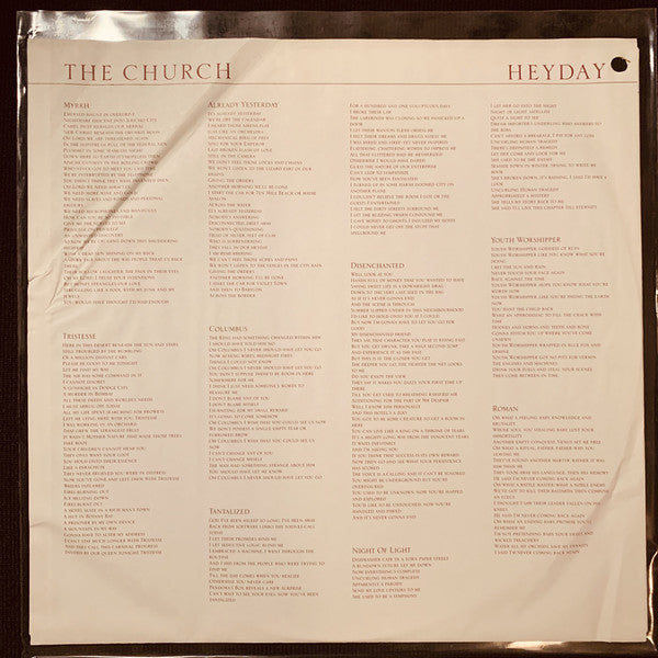 The Church : Heyday (LP, Album, Spe)