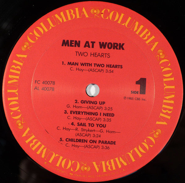 Men At Work : Two Hearts (LP, Album, Gat)