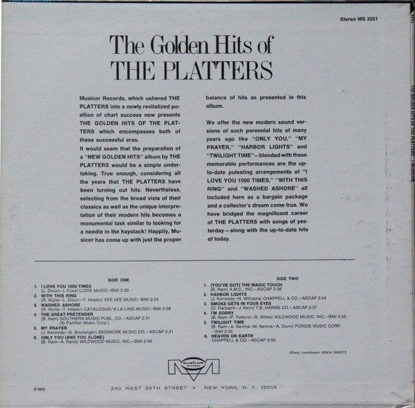 The Platters : The Golden Hits Of The Platters (LP, Comp)