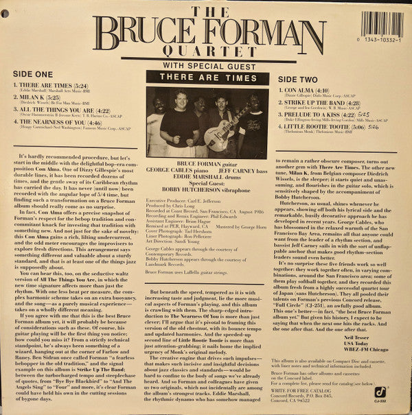 The Bruce Forman Quartet : There Are Times (LP, Album)