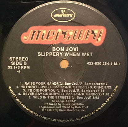 Bon Jovi : Slippery When Wet (LP, Album, 49 )