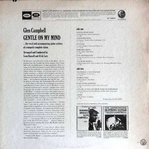 Glen Campbell : Gentle On My Mind (LP, Album, RP, Scr)