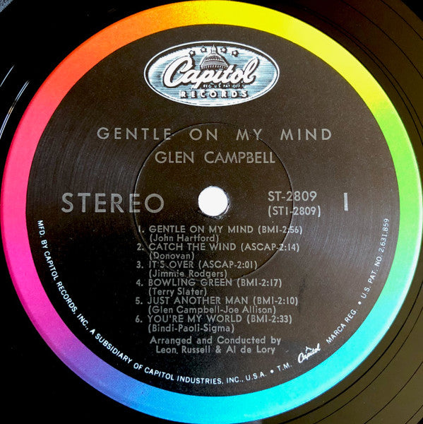 Glen Campbell : Gentle On My Mind (LP, Album, RP, Scr)